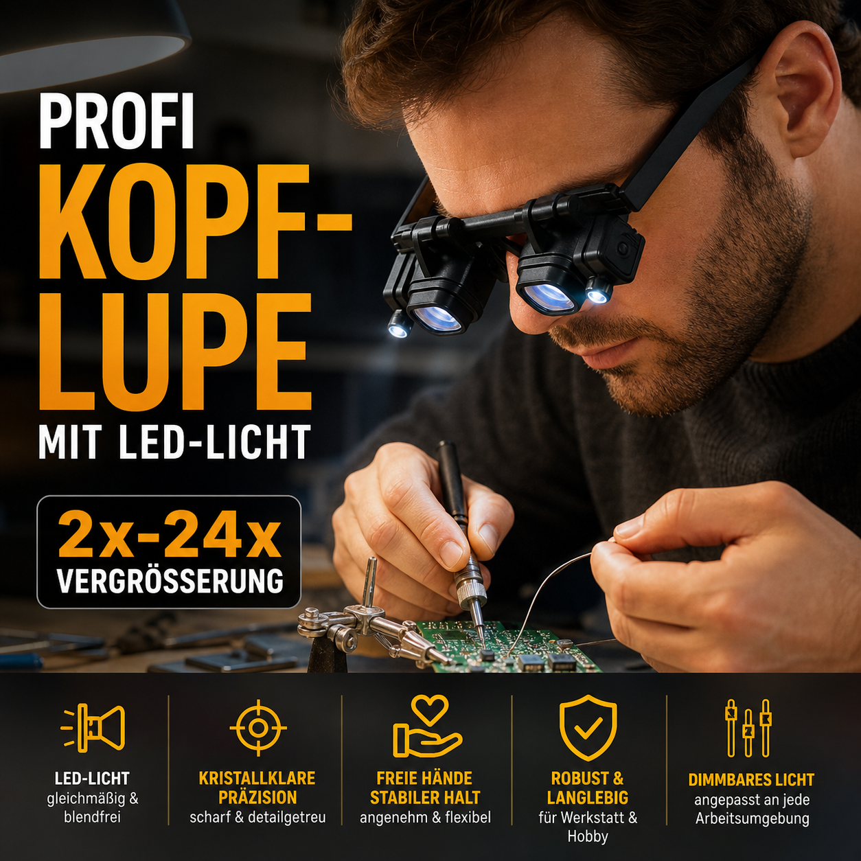 🔍 LED-Präzisionslupe für Elektronik & Handwerk