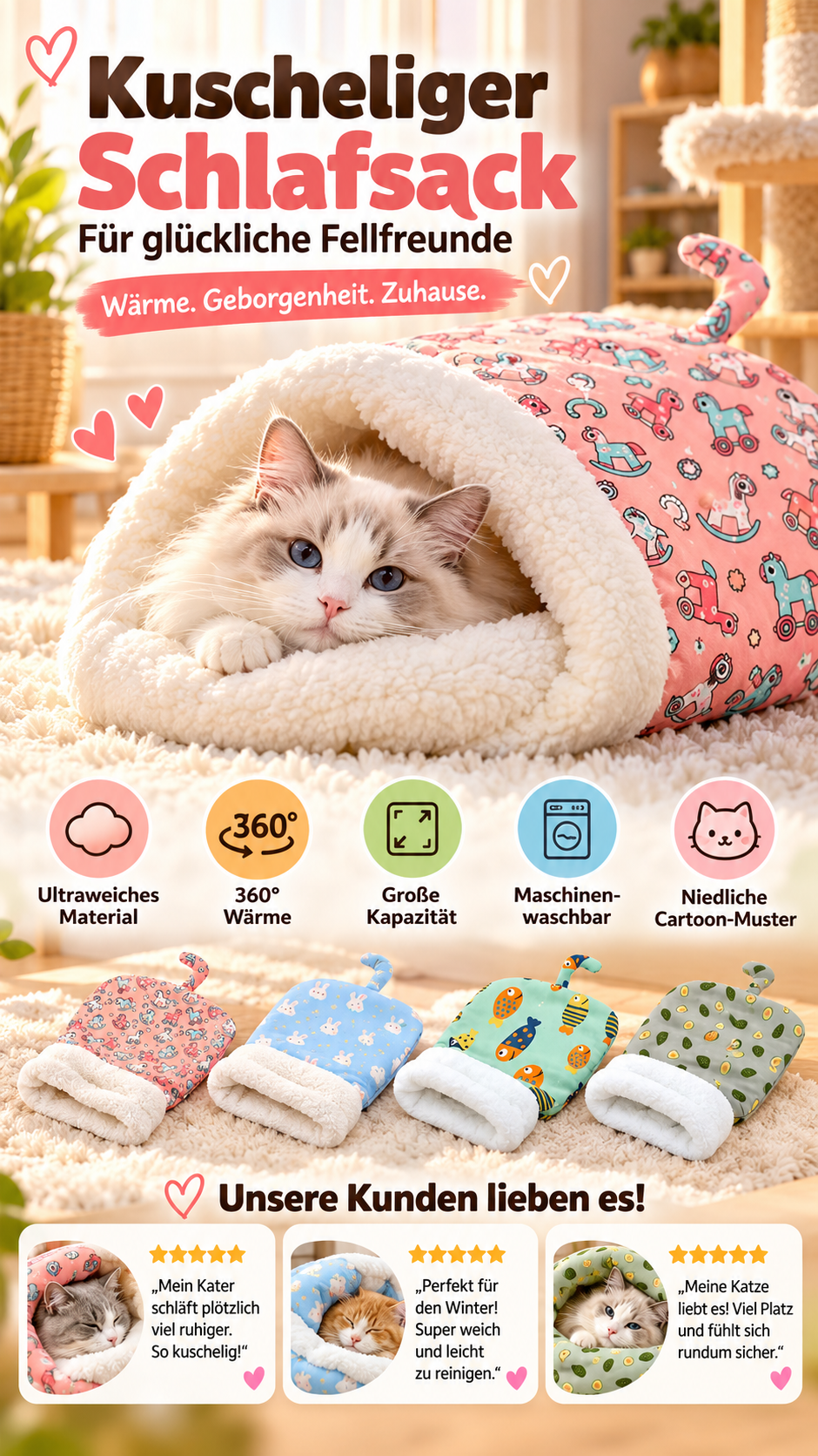 🐱 Gemütlicher Katzen-Winterschlafsack-Gcom