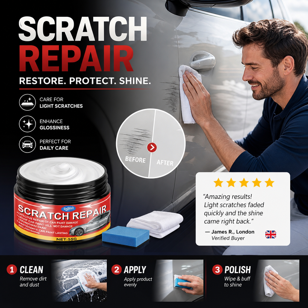 ✨Universelle Kratzer-Reparaturpaste für Autos – feine Kratzer entfernen, polieren & Glanz zurückbringen 🚗