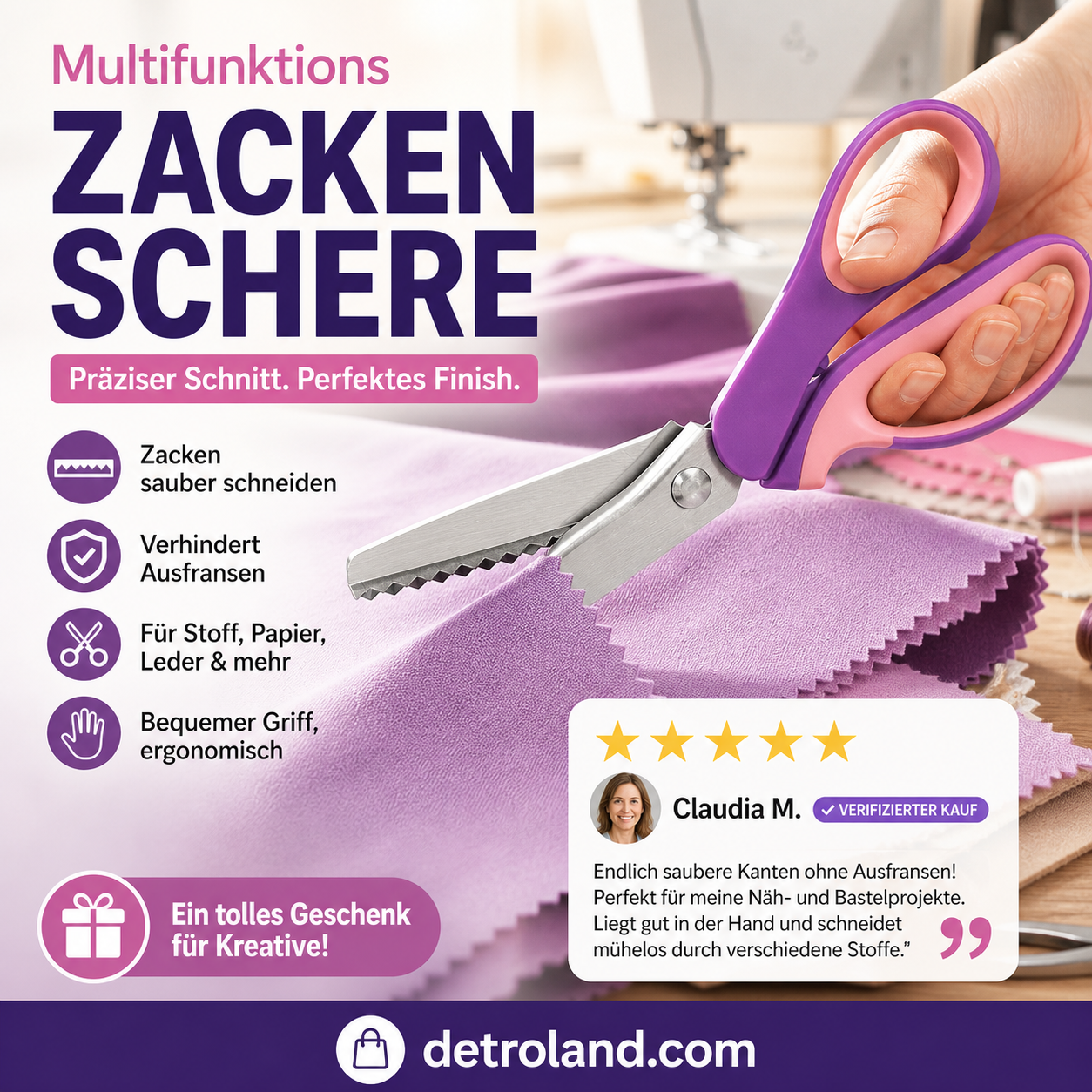 📢📢 50 % RABATT!! 🥳✨ Multifunktionale Zickzack-Schere, gezackte Schere ✂️🧵