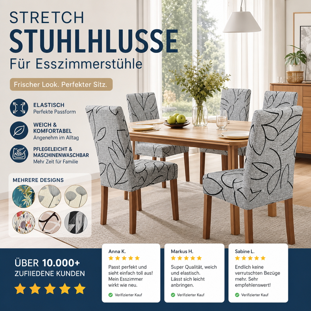 💫 Aktion: 1+1 gratis!⏰🔥NUR FÜR KURZE ZEIT 50% RABATT!🔥ÜBER 50.000 VERKAUFT!🪑Stretch Stuhlhusse für Esszimmerstühle