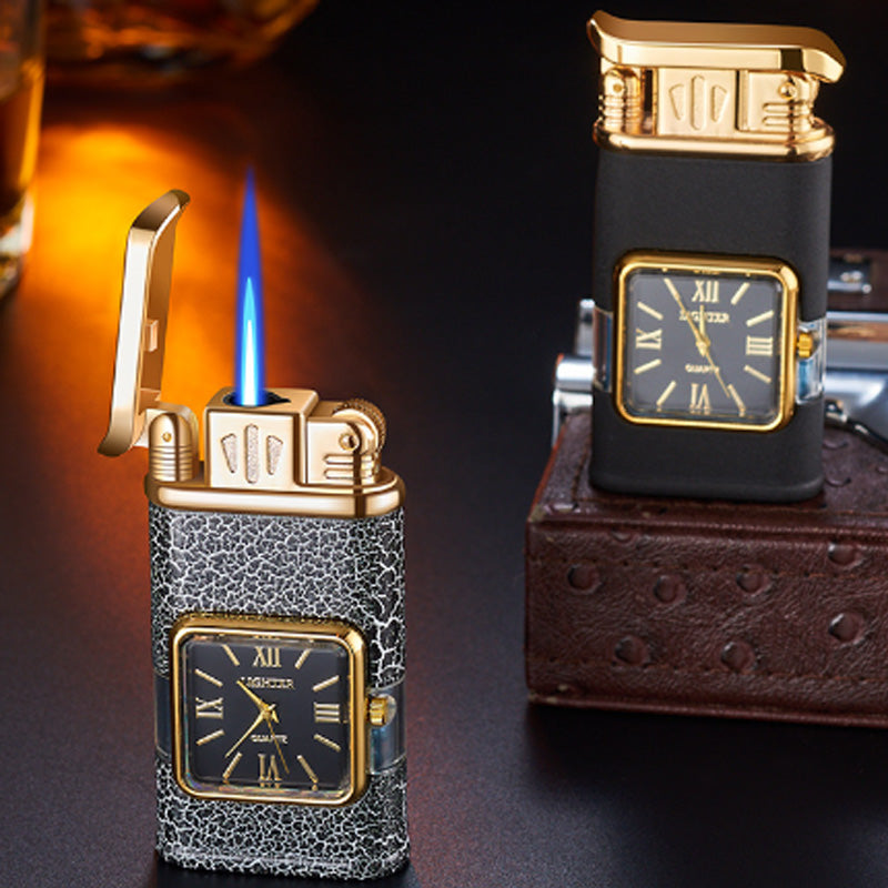 [Kreatives Geschenk] 2-in-1 Aufblasbares Winddichtes Feuerzeug mit Metallzifferblatt