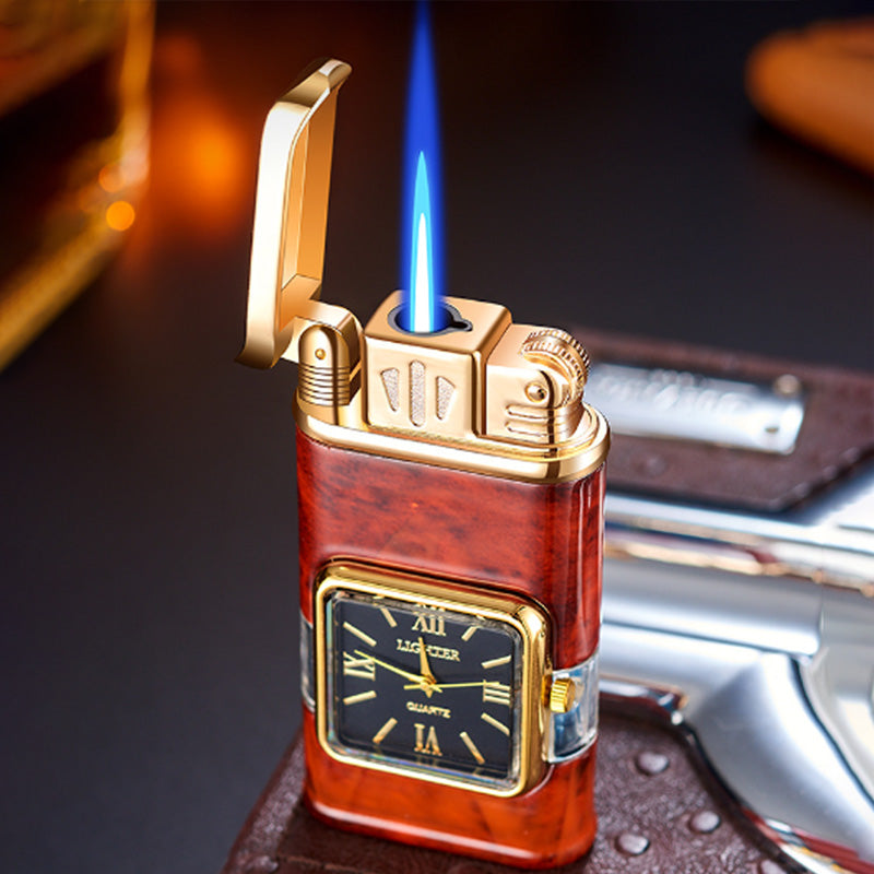 [Kreatives Geschenk] 2-in-1 Aufblasbares Winddichtes Feuerzeug mit Metallzifferblatt