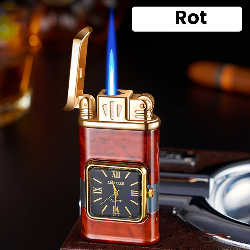 [Kreatives Geschenk] 2-in-1 Aufblasbares Winddichtes Feuerzeug mit Metallzifferblatt