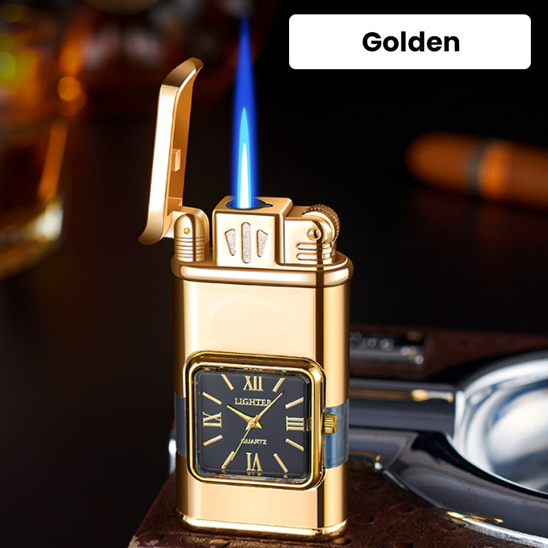 [Kreatives Geschenk] 2-in-1 Aufblasbares Winddichtes Feuerzeug mit Metallzifferblatt
