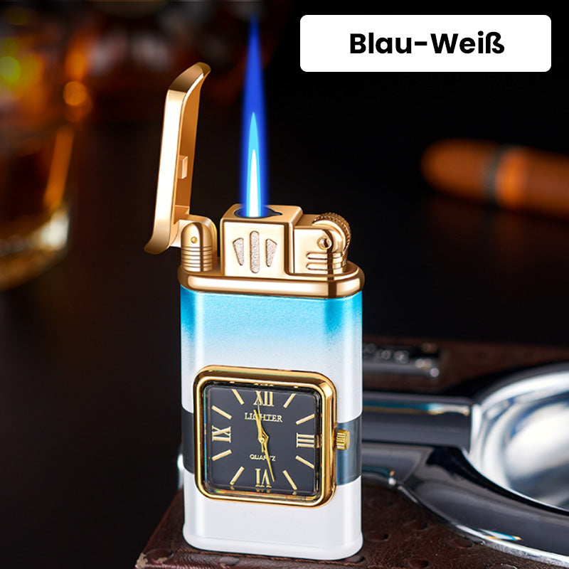 [Kreatives Geschenk] 2-in-1 Aufblasbares Winddichtes Feuerzeug mit Metallzifferblatt