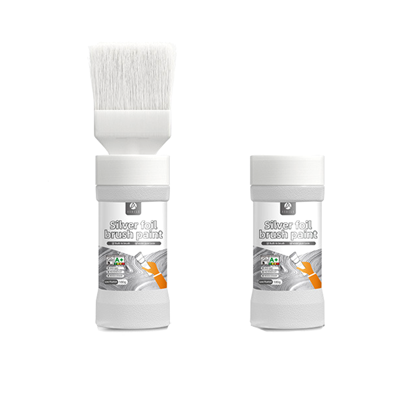 🖌️ Wasserbasierte Metallic-Silber-Farbe – Deckend, schnell trocknend & mit integriertem Pinsel – Ideal für kreative Projekte & Deko ✨