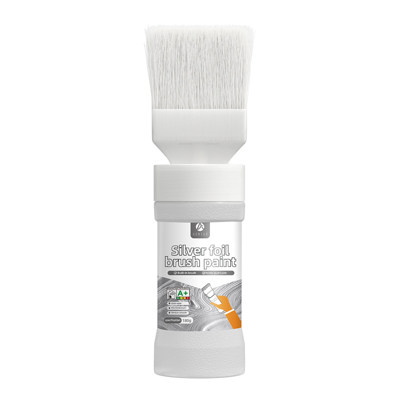 🖌️ Wasserbasierte Metallic-Silber-Farbe – Deckend, schnell trocknend & mit integriertem Pinsel – Ideal für kreative Projekte & Deko ✨