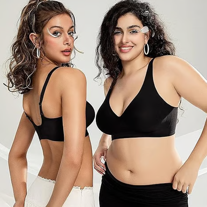 💕  – der ultra-bequeme, drahtlose Damen-BH: nahtlos, Tief-V & Push-Up