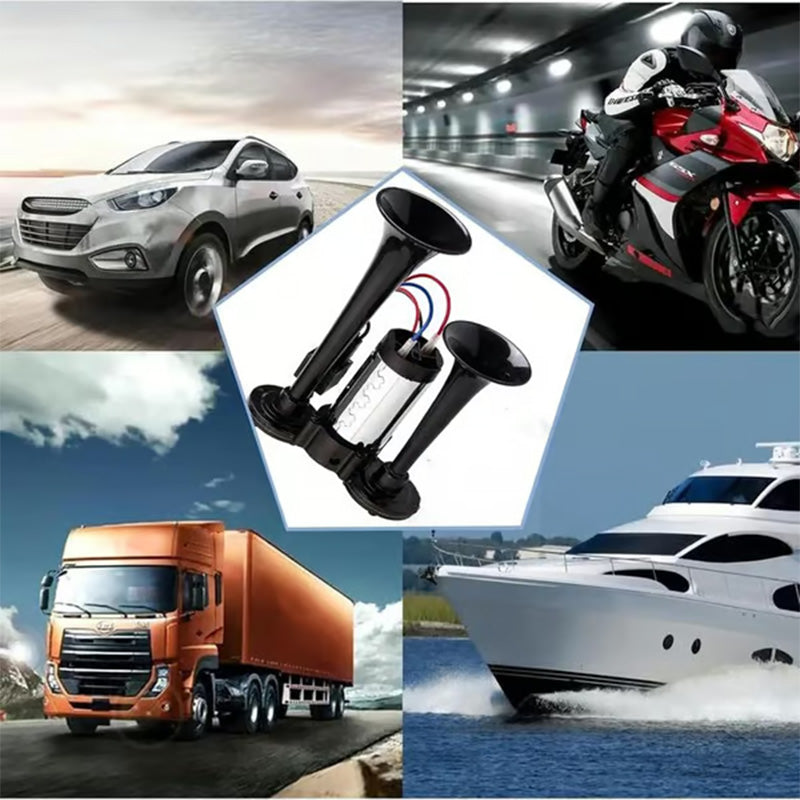 🚛 Lauter als jede Baustelle! – 120dB Zug-Hupe für LKW, Auto & Boot – 12V/24V, wasserdicht, ohne Bohren – in 5 Minuten montiert!