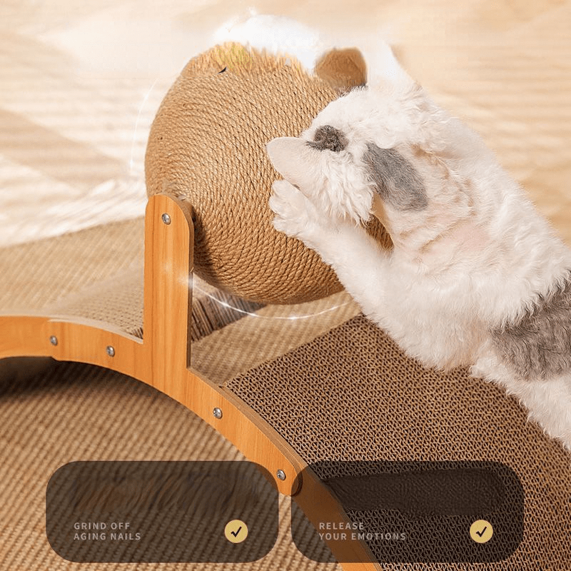 ⌛🎁50 % Rabatt für kurze Zeit!🐱🧶Natürlicher Sisal-Kratzball mit Kartonunterlage – Befriedigt den Kratztrieb, Schont Möbel & Für jede Katze 🎉