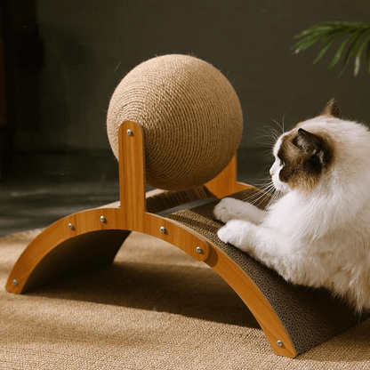 ⌛🎁50 % Rabatt für kurze Zeit!🐱🧶Natürlicher Sisal-Kratzball mit Kartonunterlage – Befriedigt den Kratztrieb, Schont Möbel & Für jede Katze 🎉