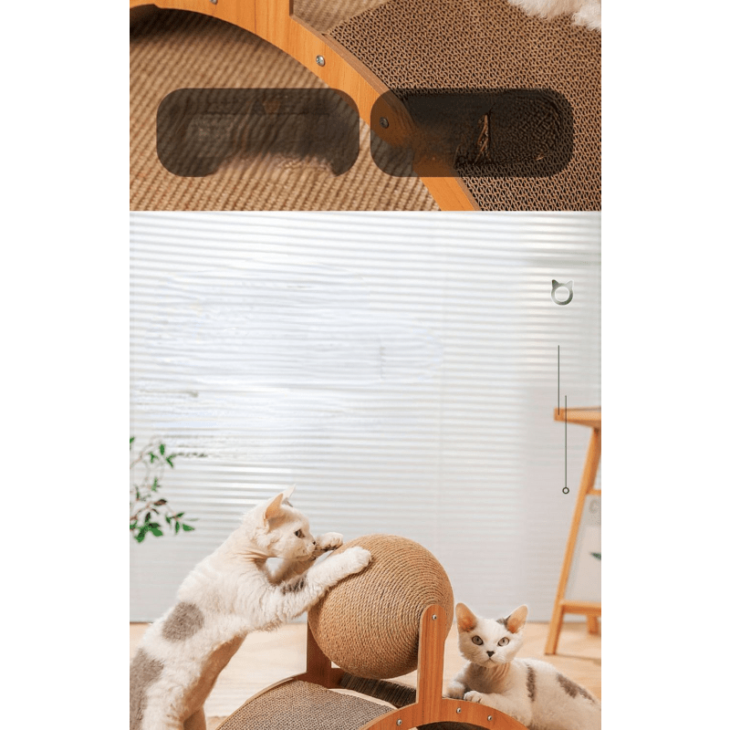 ⌛🎁50 % Rabatt für kurze Zeit!🐱🧶Natürlicher Sisal-Kratzball mit Kartonunterlage – Befriedigt den Kratztrieb, Schont Möbel & Für jede Katze 🎉
