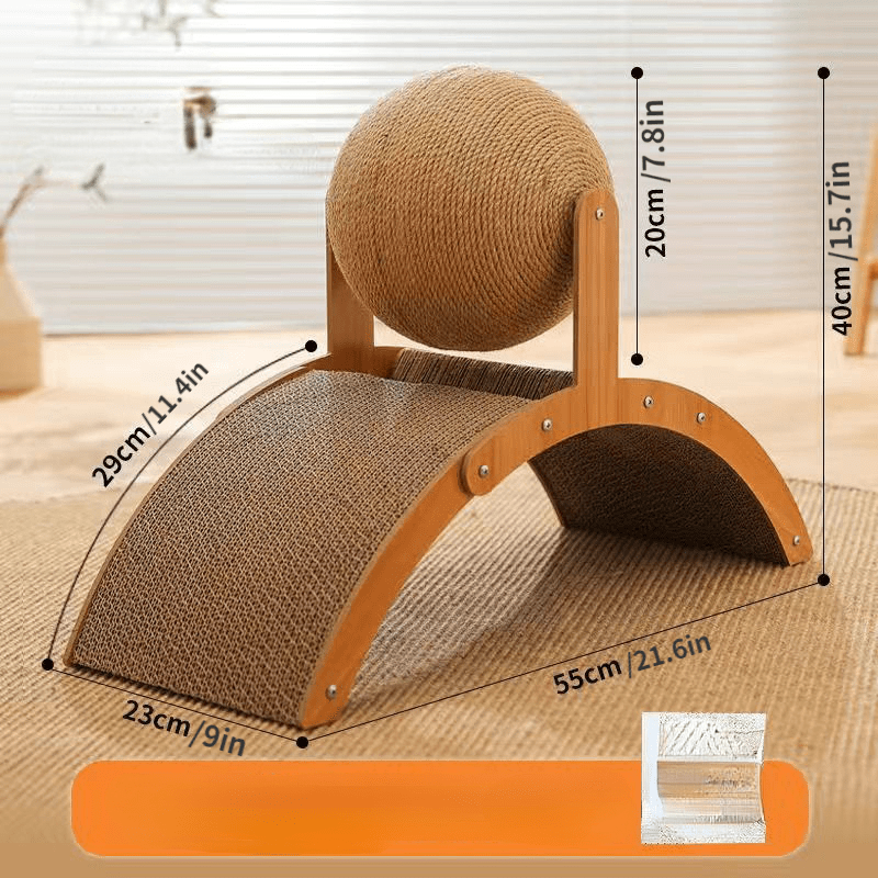 ⌛🎁50 % Rabatt für kurze Zeit!🐱🧶Natürlicher Sisal-Kratzball mit Kartonunterlage – Befriedigt den Kratztrieb, Schont Möbel & Für jede Katze 🎉
