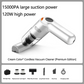 ⏳Zeitlich begrenztes Sonderangebot⏰ Kabelloser Handstaubsauger – 10000 Pa, 120 W, 400 g. 4000-mAh-Akku, 30 Min. Laufzeit. Waschbarer HEPA-Filter. Inkl. Bürste & Breitmauldüse. Weiß/Schwarz/Dunkelgrün ⚡