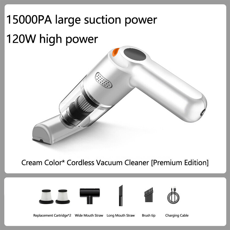 ⏳Zeitlich begrenztes Sonderangebot⏰ Kabelloser Handstaubsauger – 10000 Pa, 120 W, 400 g. 4000-mAh-Akku, 30 Min. Laufzeit. Waschbarer HEPA-Filter. Inkl. Bürste & Breitmauldüse. Weiß/Schwarz/Dunkelgrün ⚡