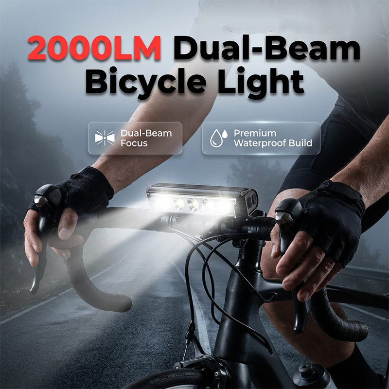💡 2000 Lumen Dual-Beam-Fahrradscheinwerfer – heller, USB-aufladbarer Frontscheinwerfer mit wasserdichtem Gehäuse und einstellbarem Lichtstrahl. Perfekt für Nachtfahrten und anspruchsvolle Mountainbike-Touren.