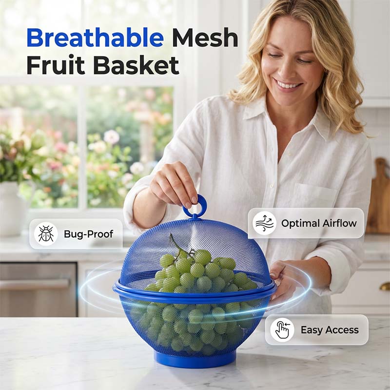 🧺 LIMITIERTE AKTION: 50% RABATT! 🍇 Obstkorb mit Deckel – atmungsaktives Netz, Abtropffunktion ✨
