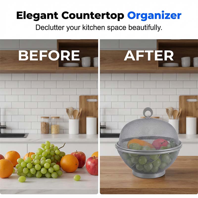 🧺 LIMITIERTE AKTION: 50% RABATT! 🍇 Obstkorb mit Deckel – atmungsaktives Netz, Abtropffunktion ✨