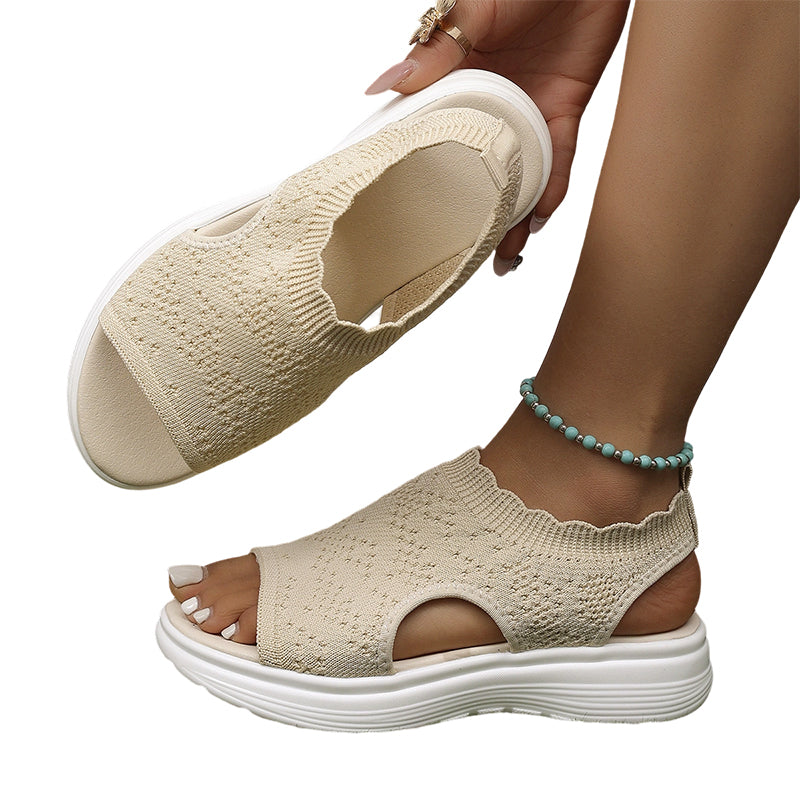 🏖️ Sommer-Sale 50% Rabatt 🏝️👡Damen Strick-Plateausandalen ✨Atmungsaktive bequeme Sommersandalen mit weicher Sohle für Stadt & Spaziergänge