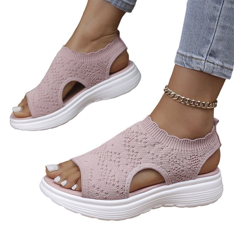 🏖️ Sommer-Sale 50% Rabatt 🏝️👡Damen Strick-Plateausandalen ✨Atmungsaktive bequeme Sommersandalen mit weicher Sohle für Stadt & Spaziergänge