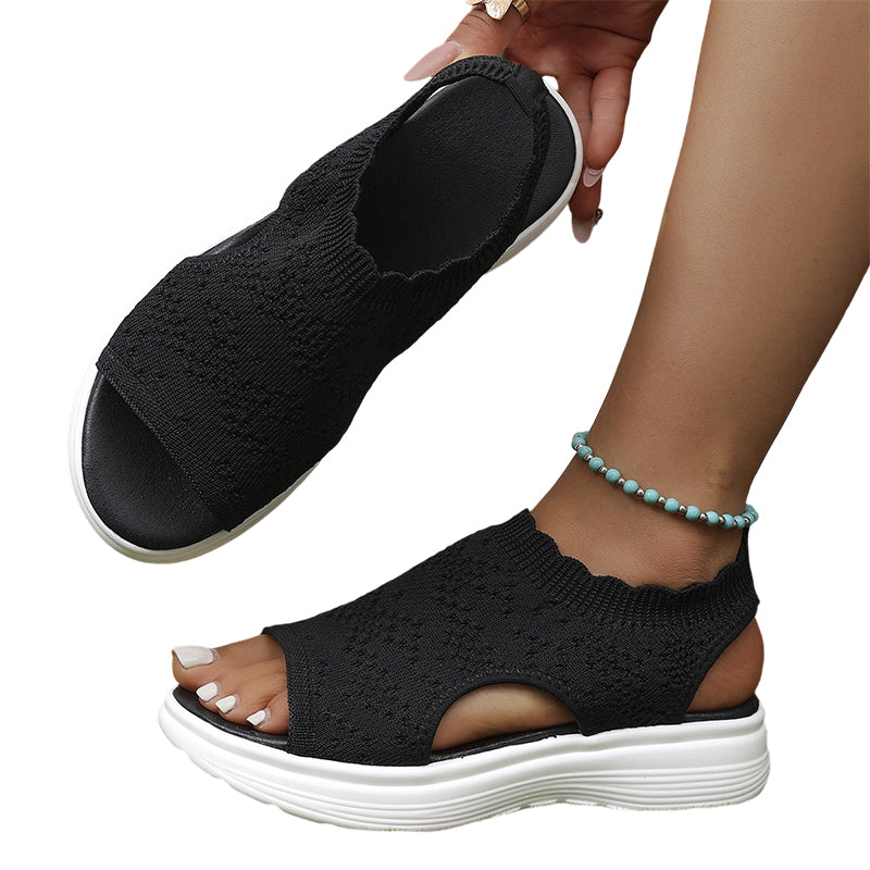 🏖️ Sommer-Sale 50% Rabatt 🏝️👡Damen Strick-Plateausandalen ✨Atmungsaktive bequeme Sommersandalen mit weicher Sohle für Stadt & Spaziergänge