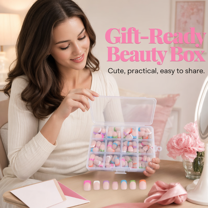 💅 50 % RABATT FÜR BEGRENZTE ZEIT! ✨ Color Pop Aufkleb-Kunstnägel Set mit 288 Stück – 12 Größen, einfache Anwendung, salonfertiger French-Look ohne Nagellack