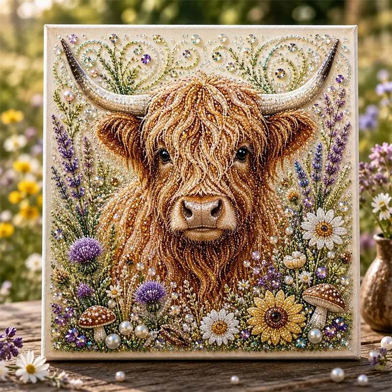 🏆 Letzter Tag Sonderpreis 19,90 £ 🦉💛 Highland Cow Pearl Art DIY-Set – Entspannendes Bastelprojekt zur Gestaltung atemberaubender Küstenkunstwerke (📦 2 kaufen, versandkostenfrei)