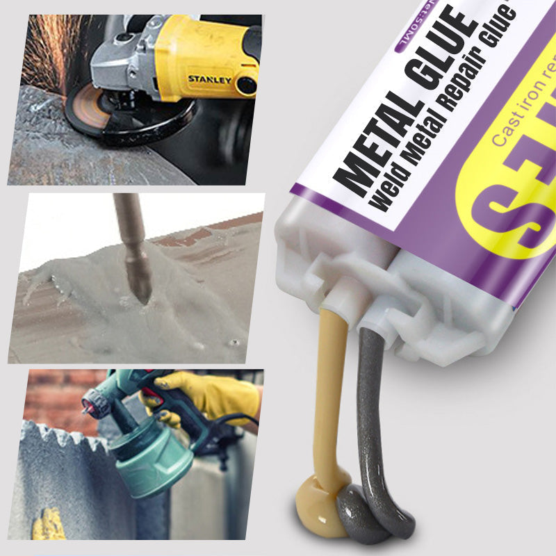 🛠️ 50 % RABATT! Metallkleber – Schweißkleber für Metallreparaturen – hochfestes Epoxidharz – ersetzt das Schweißen – wasserdicht, korrosionsbeständig und bearbeitbar – perfekt für Auspuffrohre, Türen und Metallrohre 🔧✨