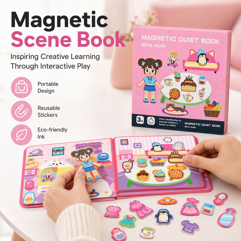 Magnetisches Quiet-Book für Kinder mit Faltpuzzle – Frühförderungsspielzeug für Jungen und Mädchen