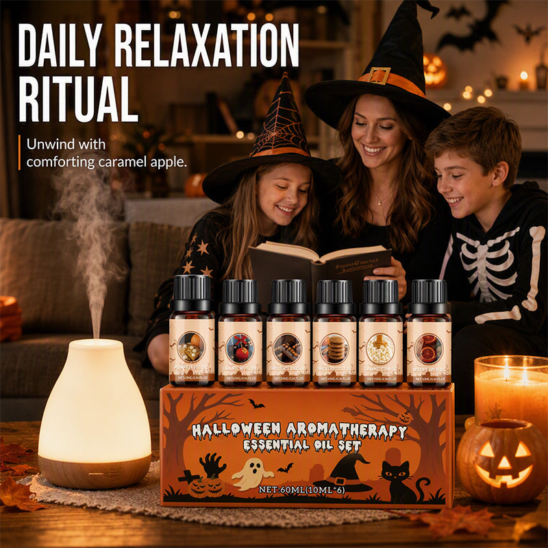 🎃✨ 50% RABATT! Halloween Duftendes Ätherisches Öl Set – 6 festliche Aromen einschließlich Kürbiskuchen & Hexen-Trank. Reine Pflanzenextrakte – schaffen Sie gruselige Partystimmung oder ein gemütliches saisonales Rückzugsgebiet! 🕯️👻