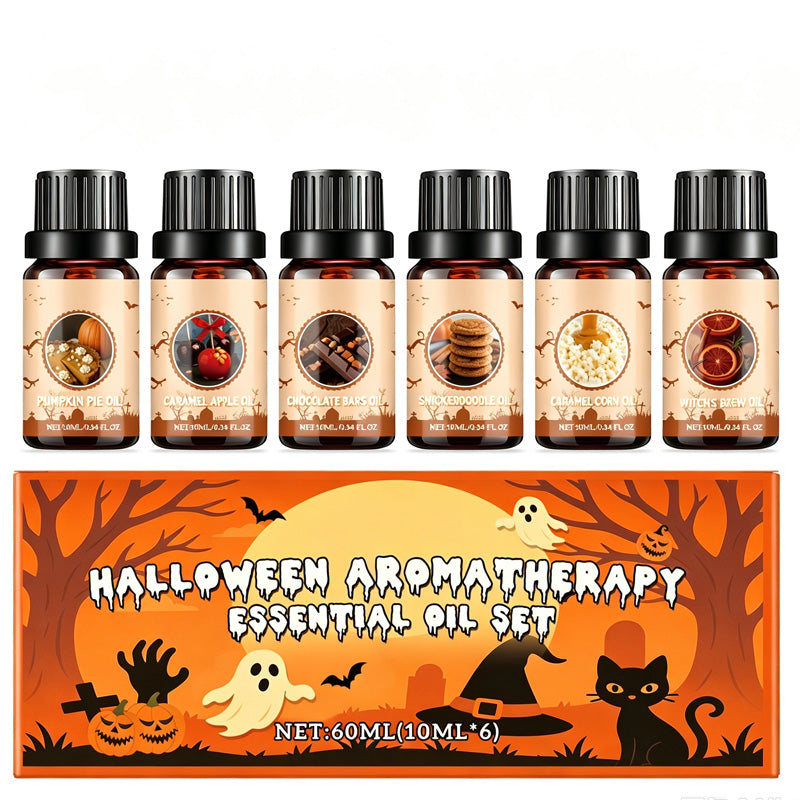 🎃✨ 50% RABATT! Halloween Duftendes Ätherisches Öl Set – 6 festliche Aromen einschließlich Kürbiskuchen & Hexen-Trank. Reine Pflanzenextrakte – schaffen Sie gruselige Partystimmung oder ein gemütliches saisonales Rückzugsgebiet! 🕯️👻