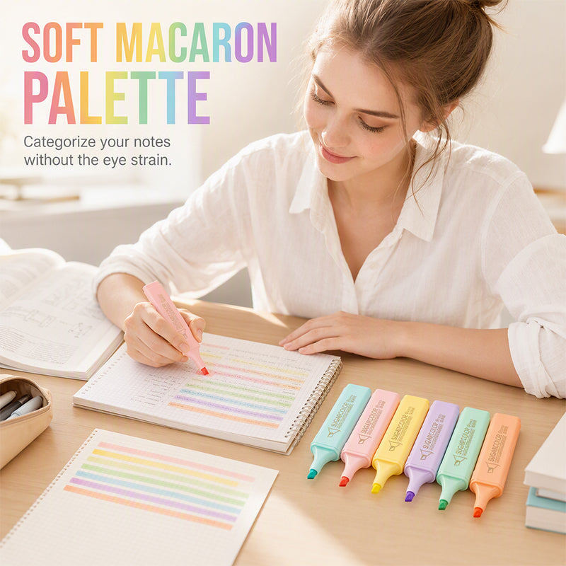6-Pack Chisel Tip Highlighter Pens Set