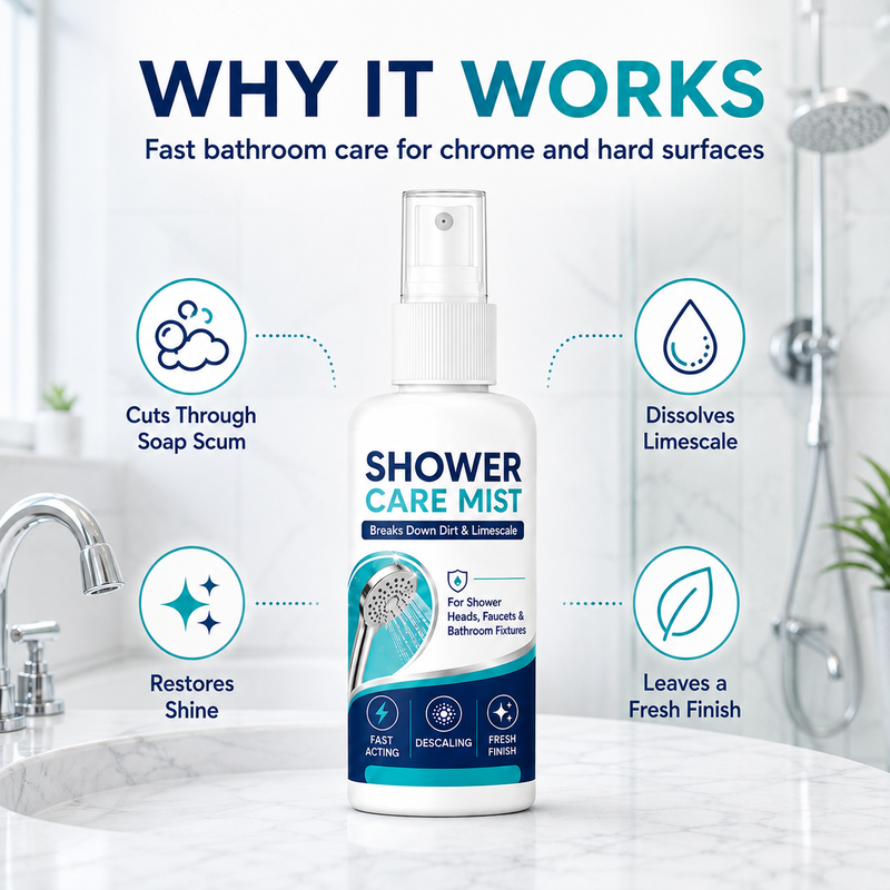 🚿 50% RABATT! 🧴 Schnell wirkendes Duschkalkentfernungsspray – Effektiv gegen Kalk, Seifenreste & Wasserflecken – Ideal für Fliesen, Duschkabinen & Armaturen ✨