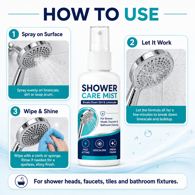 🚿 50% RABATT! 🧴 Schnell wirkendes Duschkalkentfernungsspray – Effektiv gegen Kalk, Seifenreste & Wasserflecken – Ideal für Fliesen, Duschkabinen & Armaturen ✨