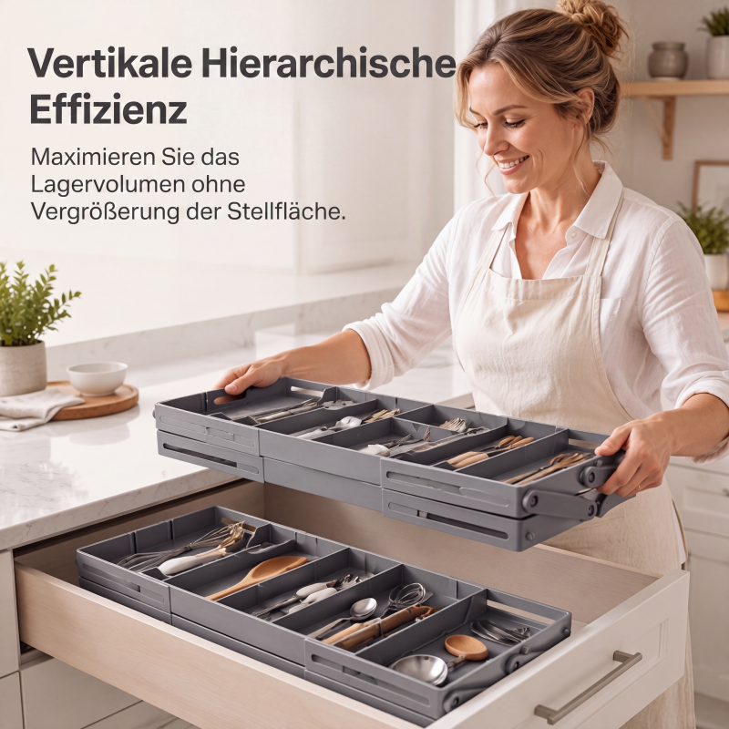 Ausziehbarer und zusammenklappbarer Schubladenorganisator