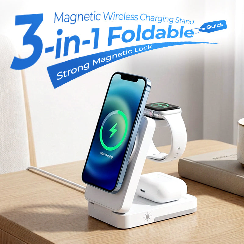3-in-1-Faltbarer magnetischer kabelloser Ladeständer