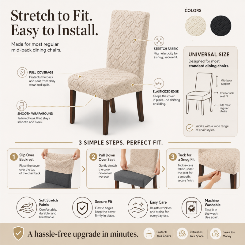 Universelle Stretch-Sitzbezüge für Stühle