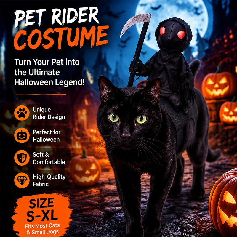 📸 Gruselspaß für deinen Vierbeiner! Das Sensenmann-Kostüm mit Umhang & Sense – perfekt für Halloween-Partys und unvergessliche Fotos