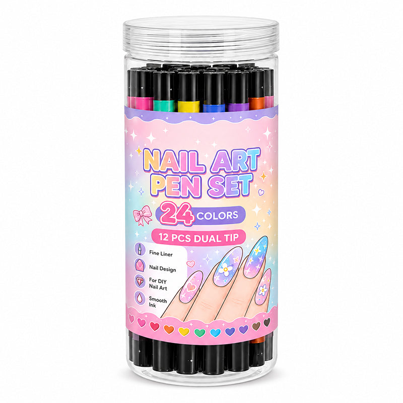 💅 24 Farben, 2 Spitzen, unendlich viele Designs! – Nail-Art-Stifte mit Doppelspitze – kreativ, in Salonqualität & einfach für DIY zu Hause ✨💥