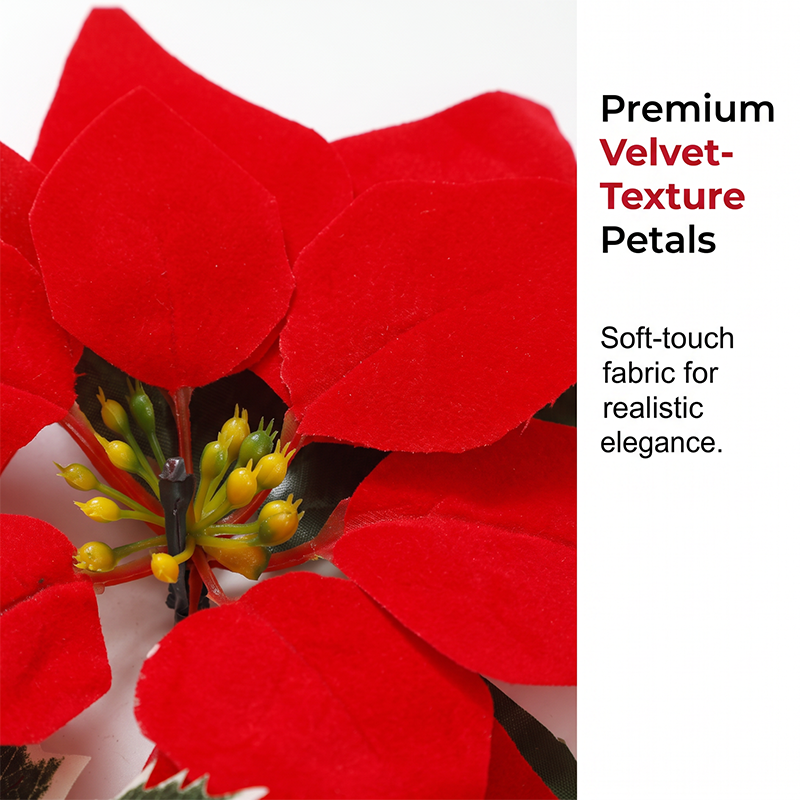 🎄🏠 Beleuchtete Poinsettien-Lichterkette – Flexible 2m Weihnachtsgirlande für Treppengeländer & Regale | Indoor