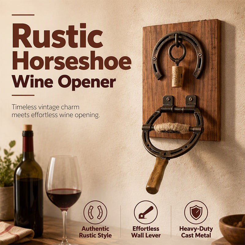 🍷 NUR FÜR KURZE ZEIT 50% RABATT! ⚙️ Vintage Wand-Hufeisenflaschenöffner – Stilvoll, Dekorativ, Kraftsparend 🥂