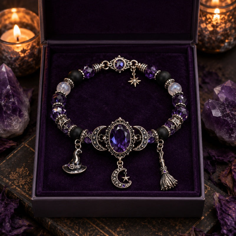 Gotisches lila Strassstein-Halloween-Armband