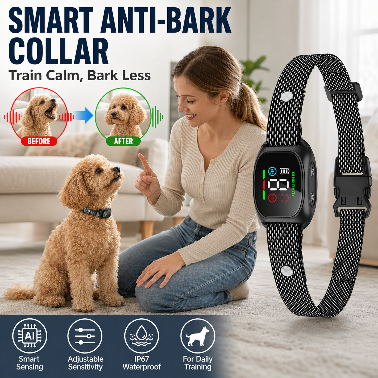 🥳2026 HEISSE VERKAUFSANGEBOTE🥳💞50.000 VERKAUFT! 🛡️🐾 50% RABATT! Anti-Bell-Halsband – Intelligente Anti-Fehlauslösung filtert andere Beller heraus. IP67 wasserdicht & USB aufladbar – sorgenfreies Training überall! 💦✅