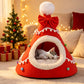 🎄 Halbgeschlossene Weihnachts-Höhle für Hunde & Katzen – Kuscheliges Winterbett mit weichem Plüsch, warm & schützend – perfektes Weihnachtsgeschenk für Haustiere