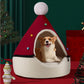 🎄 Halbgeschlossene Weihnachts-Höhle für Hunde & Katzen – Kuscheliges Winterbett mit weichem Plüsch, warm & schützend – perfektes Weihnachtsgeschenk für Haustiere