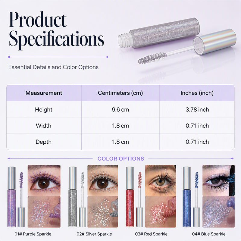 💎 Wasserdichte Volumen-Glitzerfarb-Mascara