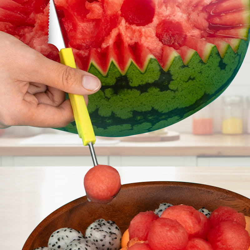 🎁 50% RABATT! 🔪🍈Kreiere essbare Kunstwerke! – Profi-Set mit Melonenausstecher & V-Messer – scharfe Edelstahlklingen für perfekte Obstplatten 🍉🔪✨