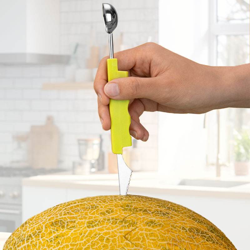 🎁 50% RABATT! 🔪🍈Kreiere essbare Kunstwerke! – Profi-Set mit Melonenausstecher & V-Messer – scharfe Edelstahlklingen für perfekte Obstplatten 🍉🔪✨
