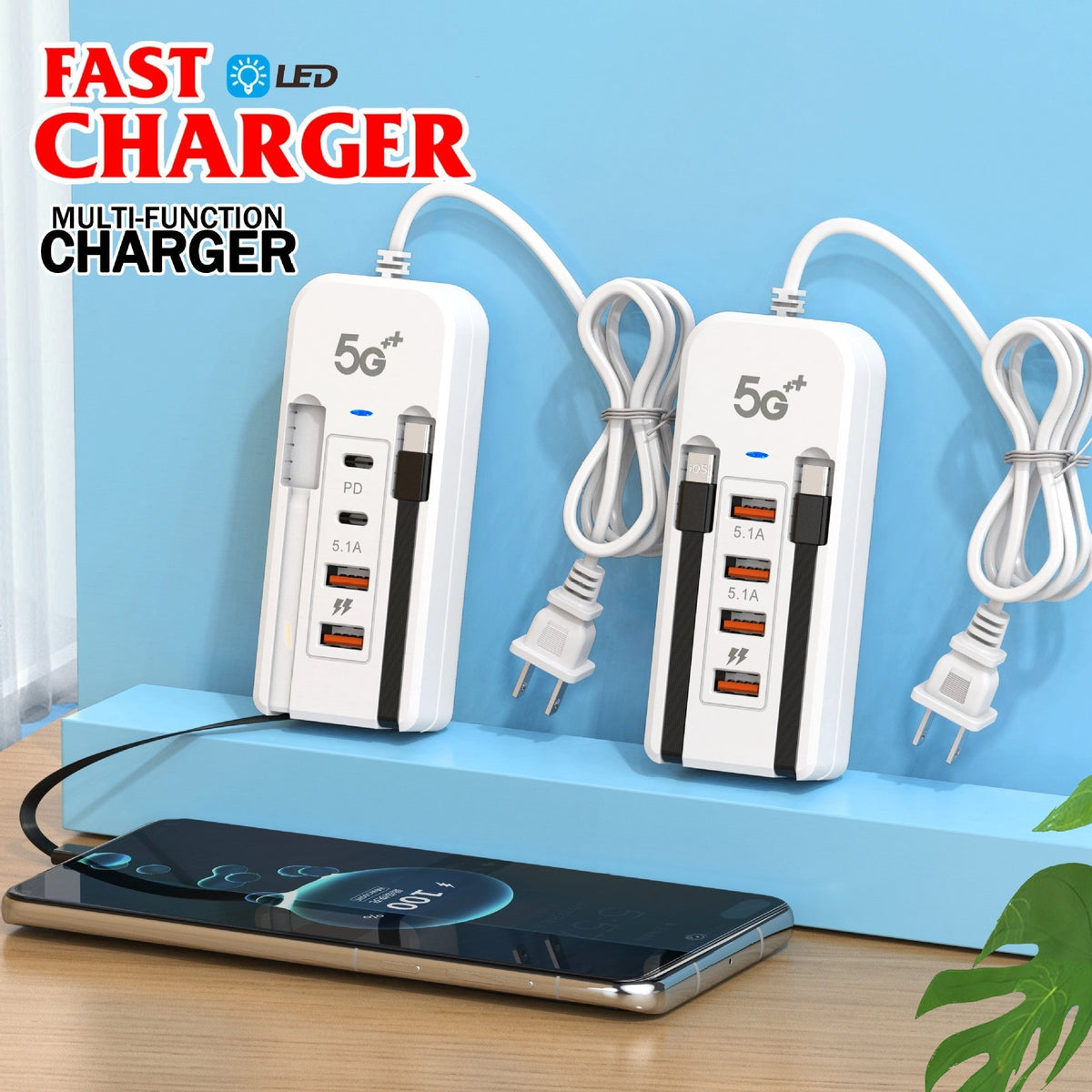 USB-Ladestation mit mehreren Anschlüssen für den Schreibtisch